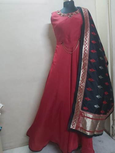 Red Anarkali Party wear Gown  by La Ami Creation