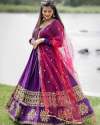 Designer PartyWear Gown - Purple Silk Gown With Dupatta thumb 2