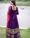 Designer PartyWear Gown - Purple Silk Gown With Dupatta thumb 3