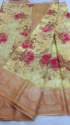 Designer Linen Printed sarees thumb 11