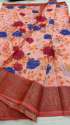 Designer Linen Printed sarees thumb 12