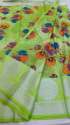 Designer Linen Printed sarees thumb 3
