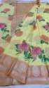 Designer Linen Printed sarees thumb 5