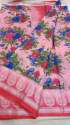 Designer Linen Printed sarees thumb 9
