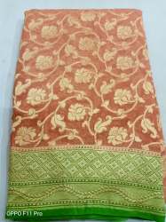 Designer Orange Color Banarsi Cotton saree