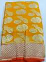 Designer Orange Color Banarsi Cotton saree thumb 2