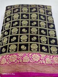Designer Party wear Black Cotton Saree
