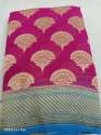 Designer Printed Cotton Dark Pink Saree thumb 1