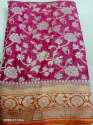 Designer Printed Cotton Dark Pink Saree thumb 2