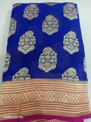 Elegnat Blue Banarasi Cotton Saree
