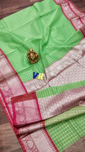 Party wear Green Pure Banarsi Saree