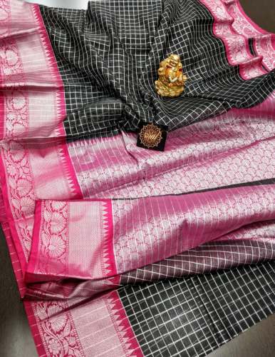 Stylish Banarsi Black and Pink Party wear Saree