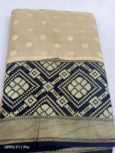 Stylish Cream color Banarasi Cotton saree