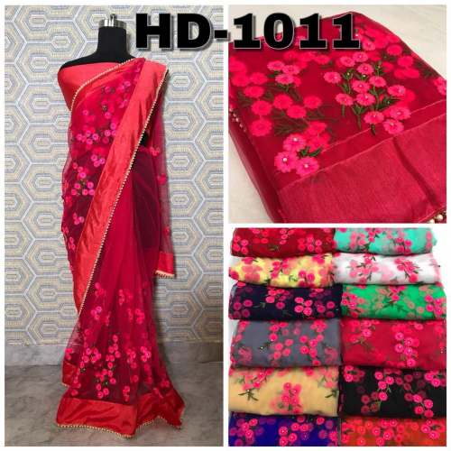 FANCY EMBROIDERY NET SAREE by New Ambica Creation