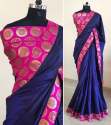 Paper Silk Saree With Brocade Blouse thumb 2