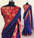 Paper Silk Saree With Brocade Blouse thumb 3