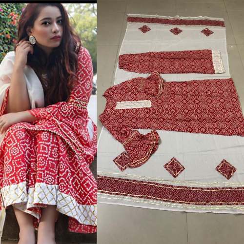Style Bandhani design Kurti with plaza set 