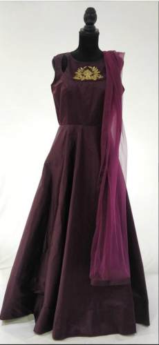 Designer Plain Silk ethnic Gown  by CD s Closet