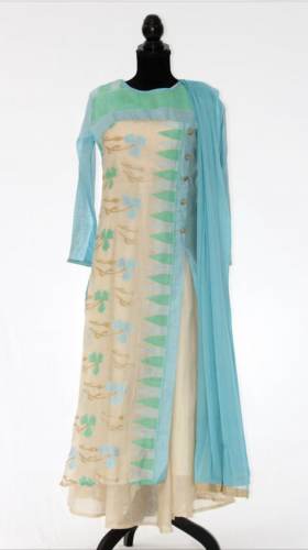 Indo western Chanderi Gown  by CD s Closet