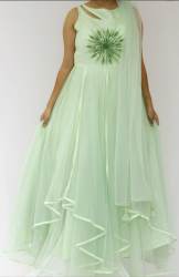 Party Wear Pista Green Gown 