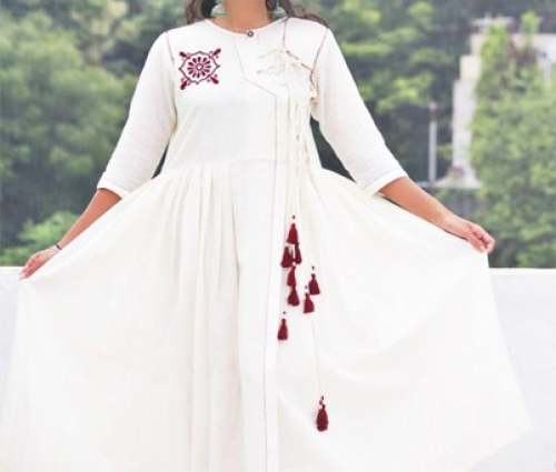 Party wear white Anarkali Kurti  by Adyah By Amita Preethi