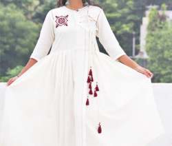 Party wear white Anarkali Kurti 