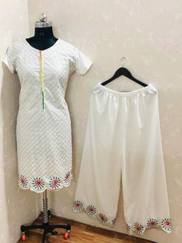 LOWVINA HUBS HAVY CREAP SILK PALZZO KURTI