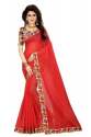 Plain Saree with Printed Lace Border