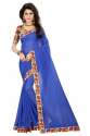 Plain Saree with Printed Lace Border thumb 1