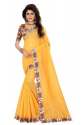 Plain Saree with Printed Lace Border thumb 3