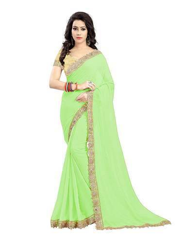 Stylish lace Border Saree by virani fashion