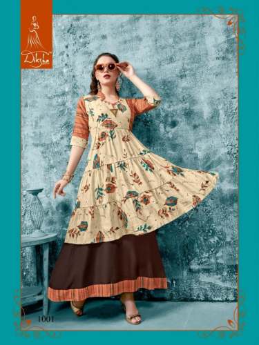 Long Flared Kurtis  by Kurti Wholesaler