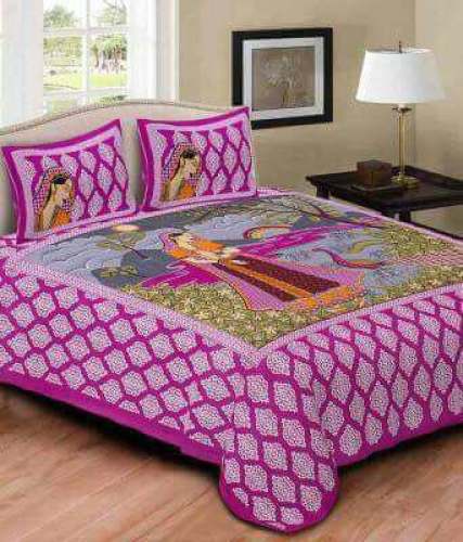 pink printed bed sheet