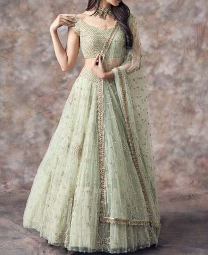 Net embroidery lehenga