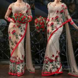 Soft net with embroidery work saree