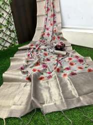 Handloom linen saree