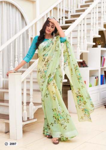 Printed Satin Patta Saree by Cotton Wholesale