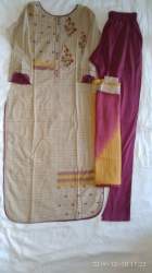 cream dupatta with red dupatta