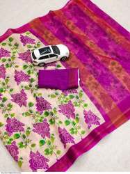 Elegant Linen Digital Printed Saree 