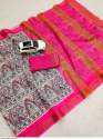 Elegant Linen Digital Printed Saree  thumb 8