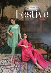 festive Tadka Cotton Dress with Pant and Dupatta set by Swish