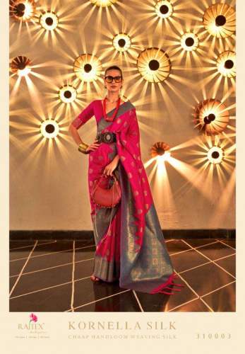 Kornella Silk 310001-06 Amazing Chaap Handloom Weaving Silk Saree by Rajtex
