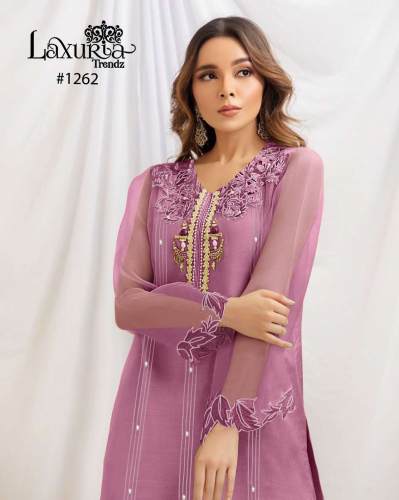 Laxuria 1262 Pakistani Organza Kurti Pant Set Catalog 