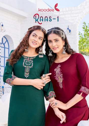 Mittoo Present Koodee Raas Vol 1 Rayon Handwork Kurti Set 