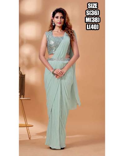Party Wear Saree Stitched Blouse with belt by Pehnava 