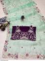  Premium Organza Silk saree with Embroidery codding & Sequins Work thumb 4