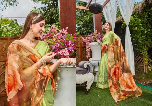 Rivvaa Digital Printed Organza Saree by Saroj Saree