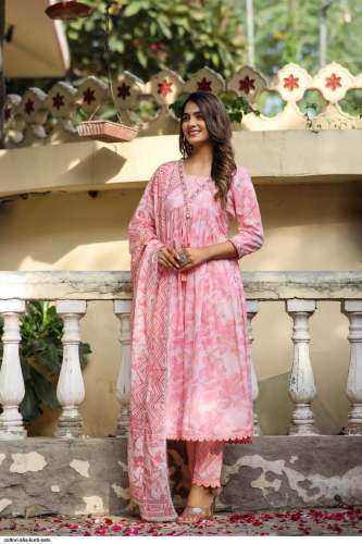 Stunning Cotton Alia Cut Kurti Set  by Fashion Bazar India