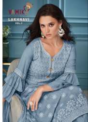Vamika Lucknowi Vol 3 Kurti Palazzo With Dupatta Set 