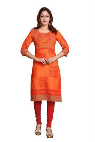 Cotton Hand Block Printed Kurti by Havva Fashion